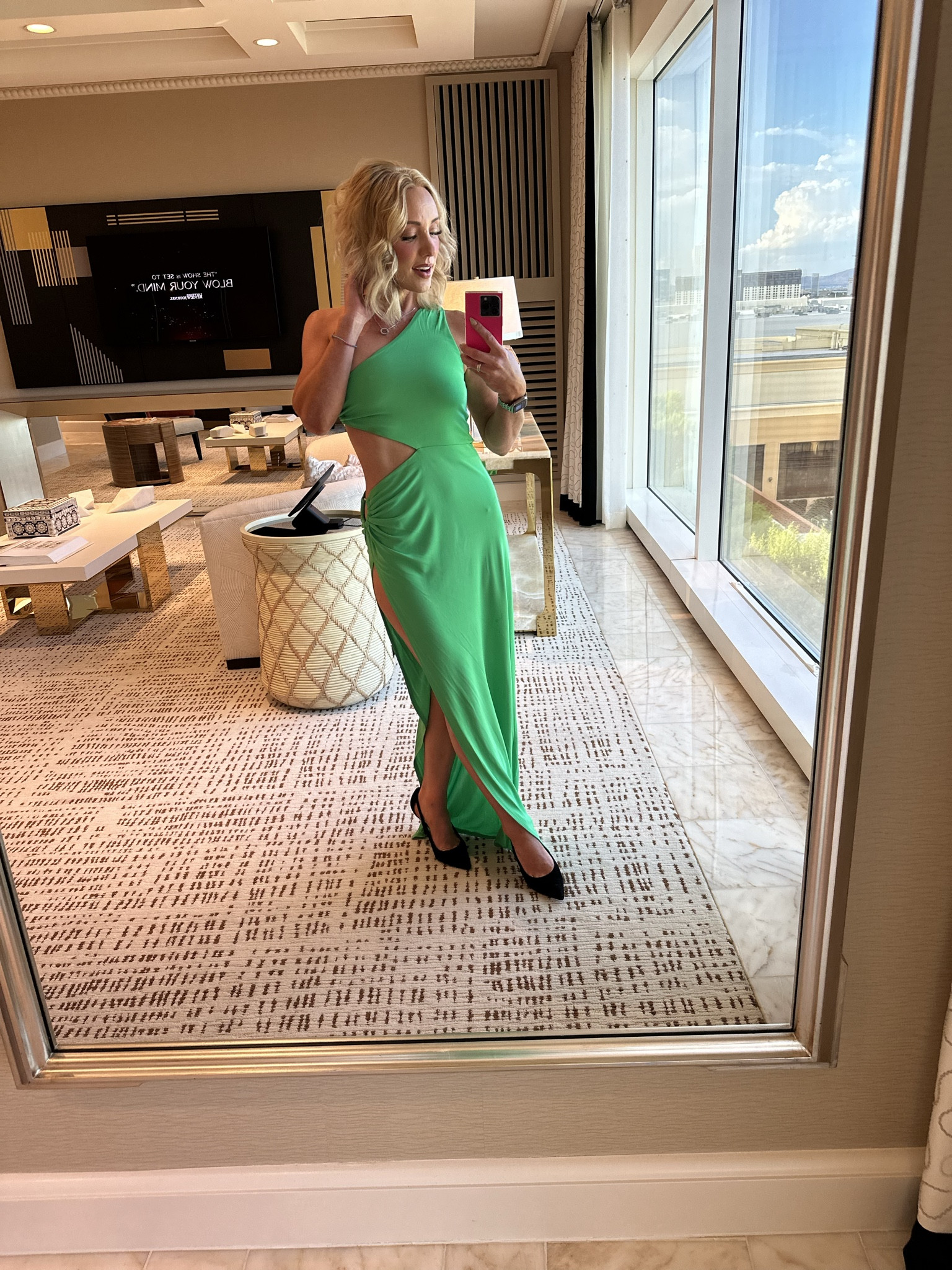 Definitely a statement dress. High slit with cutouts and a pretty ring detail on the side. 💚 paired with my favorite black heels that are extremely comfortable and affordable  

#LTKGiftGuide #LTKshoecrush #LTKHoliday