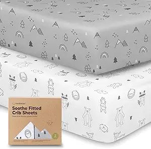 2-Pack Organic Crib Sheets for Boys, Girls - Jersey Fitted Crib Sheet, Baby Crib Sheets Neutral, ... | Amazon (US)