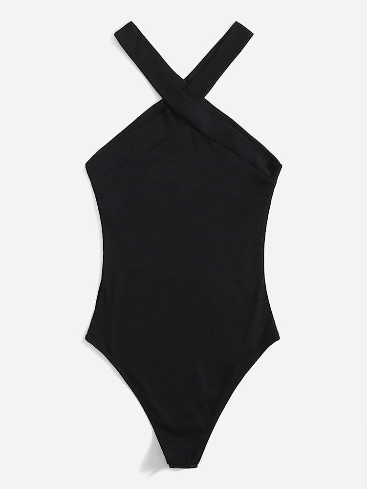 SOLY HUX Women's Casual Halter Skinny Leotard Bodysuit Tops | Amazon (US)