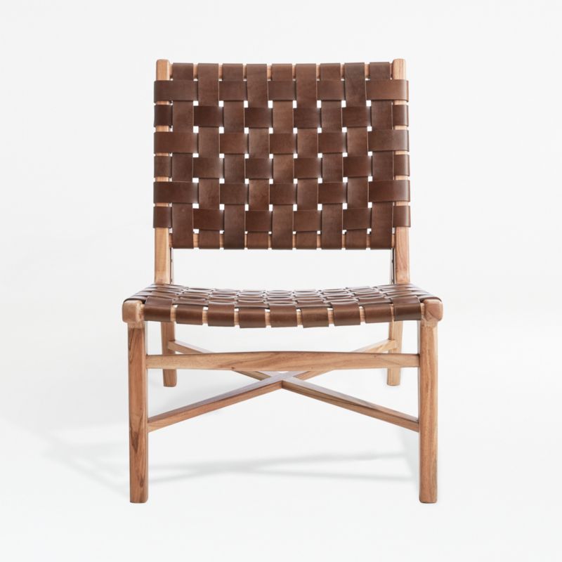 Taj Brown Woven Leather Strap Chair + Reviews | Crate & Barrel | Crate & Barrel