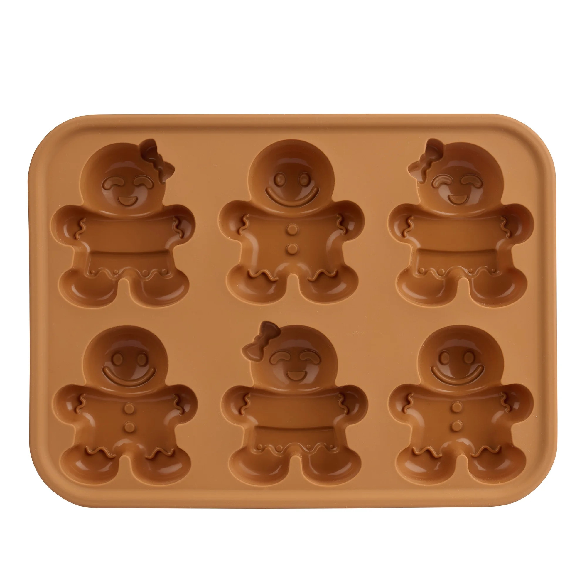 Holiday Time 6 Cavity Silicone Cakelet Pan, Gingerbread, Brown | Walmart (US)