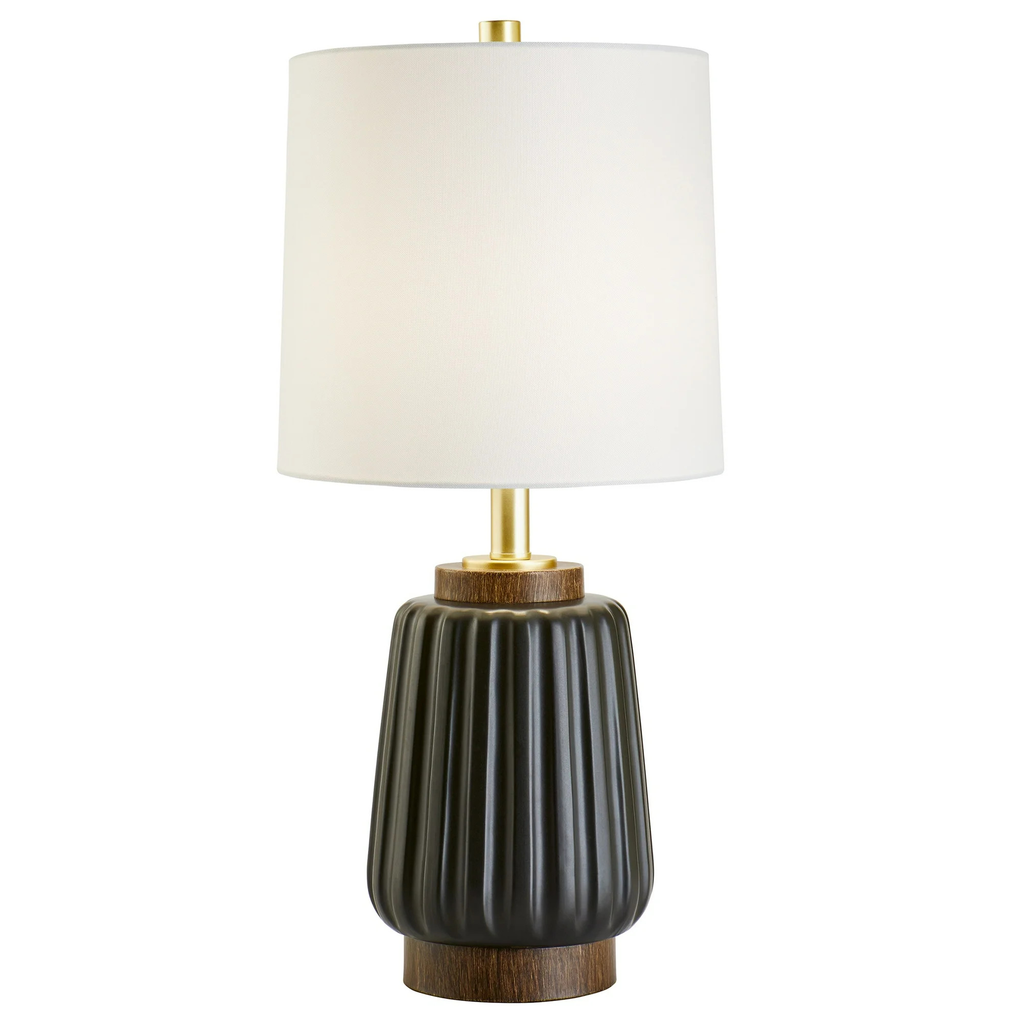 Better Homes & Gardens 24" Black Ribbed Ceramic & Wood Table Lamp - Walmart.com | Walmart (US)