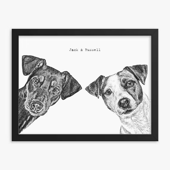 Multiple Dog Portrait From Photos Two Dog Portrait Digital | Etsy | Etsy (US)