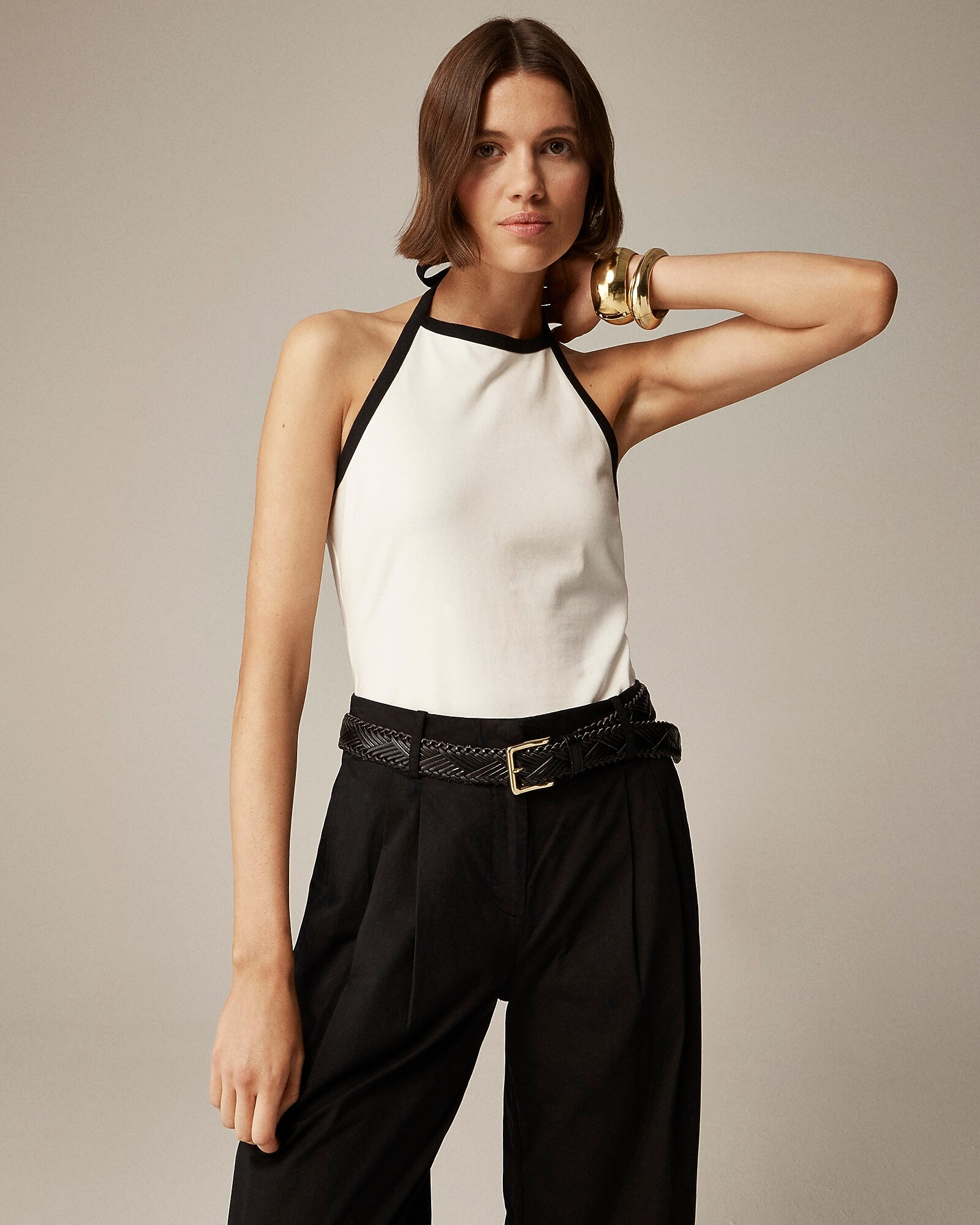 Mariner cloth halter top with contrast trim | J. Crew US