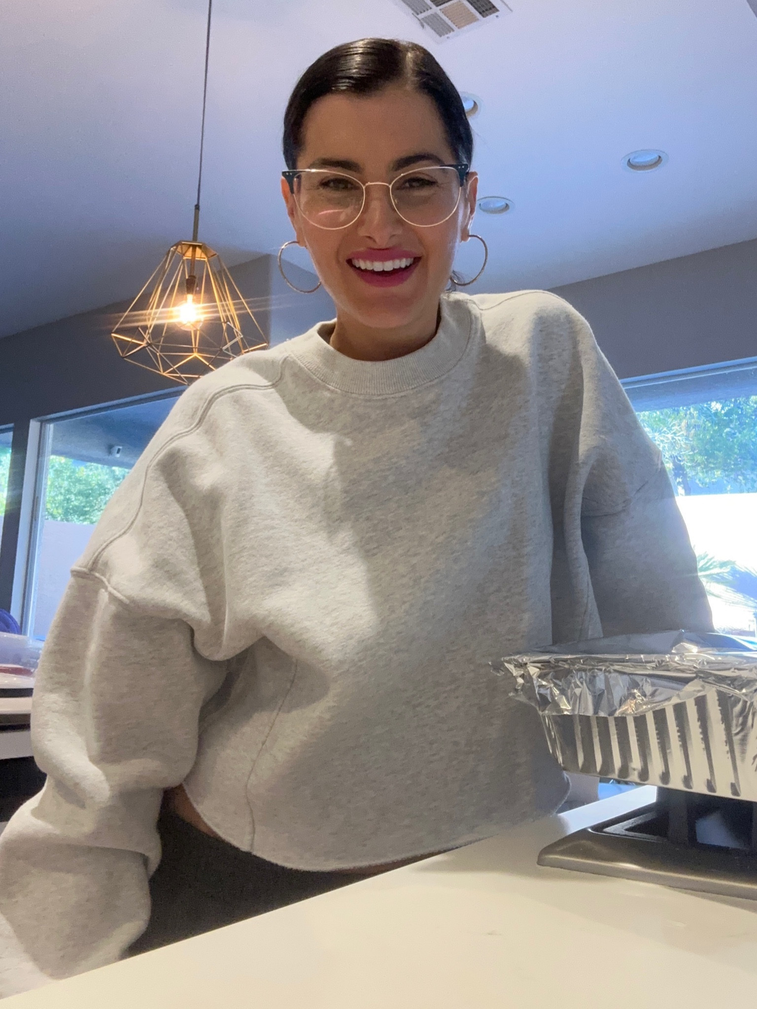 Cooking all day requires comfortable lounge wear! Great cyber week deals from Abercrombie - 25% off EVERYTHING - including on this sweatshirt that is a classic color, cut and fit! Glasses are Warby Parker and tagged, too!

#LTKSeasonal #LTKCyberWeek #LTKfindsunder50