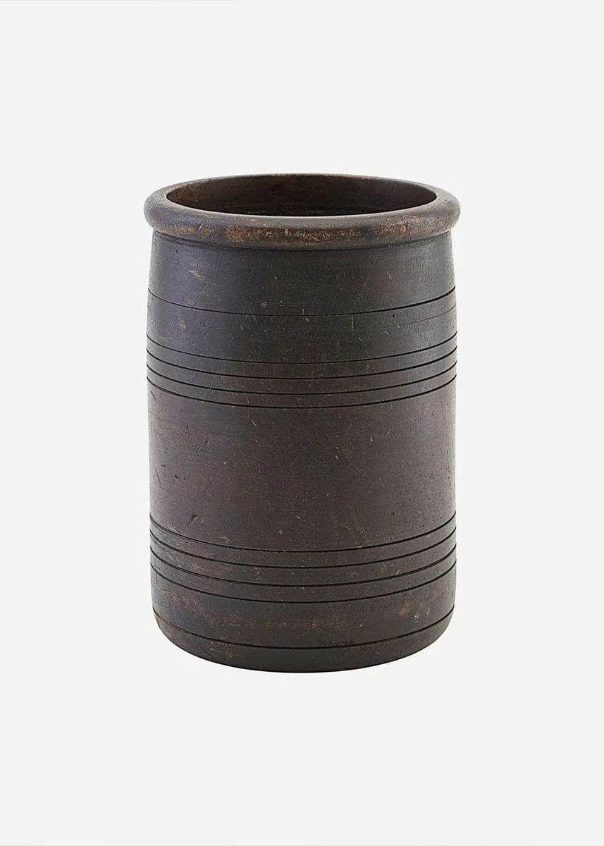Dark Brown Mango Wood Vase - 8.5 | Afloral