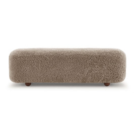 Otto Modern Block Sheepskin Upholstered Bench with Ball Feet Genuine Sheepskin-Whisper White | Eternity Modern
