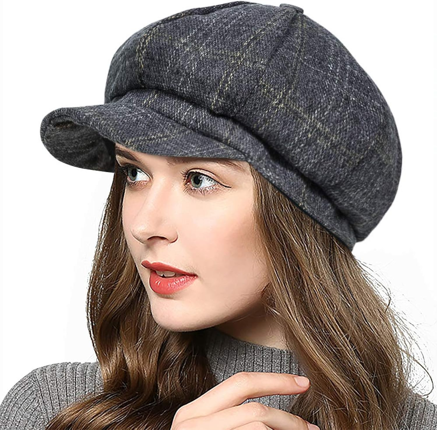 PanPacSight Women's Newsboy Hats Fall Wool Cabbie Beret Tweed Girls Paperboy Cap | Amazon (US)