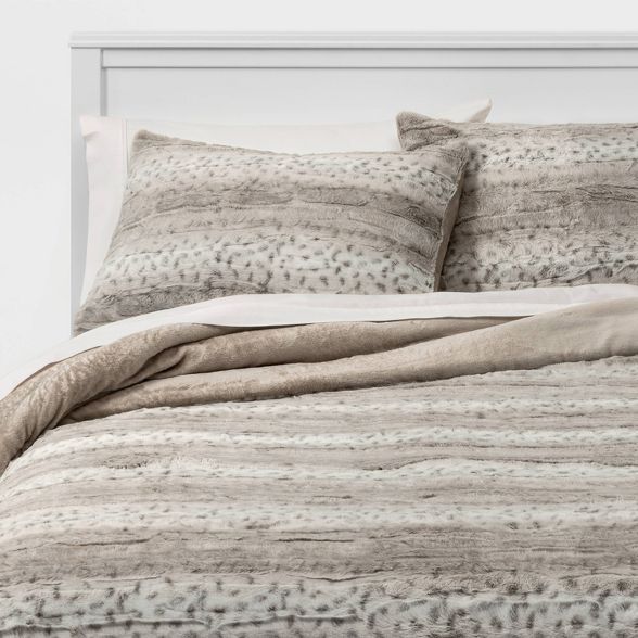 Threshold™  Textured Faux Fur Comforter & Sham Set Snow Leopard | Target