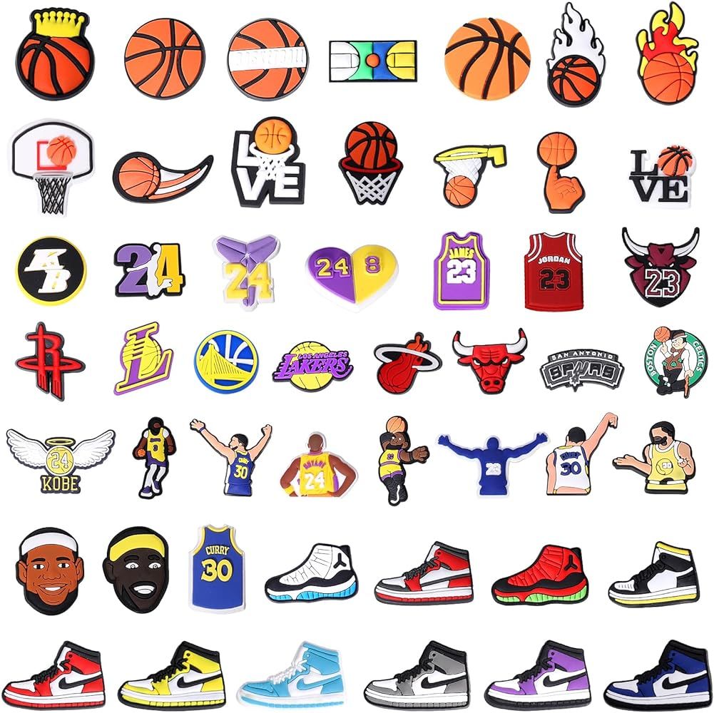 50Pcs Basketball Shoe Charms, Charms Basketball and Non-Repeat Sports Charms for Boys, Gift Decor... | Amazon (US)