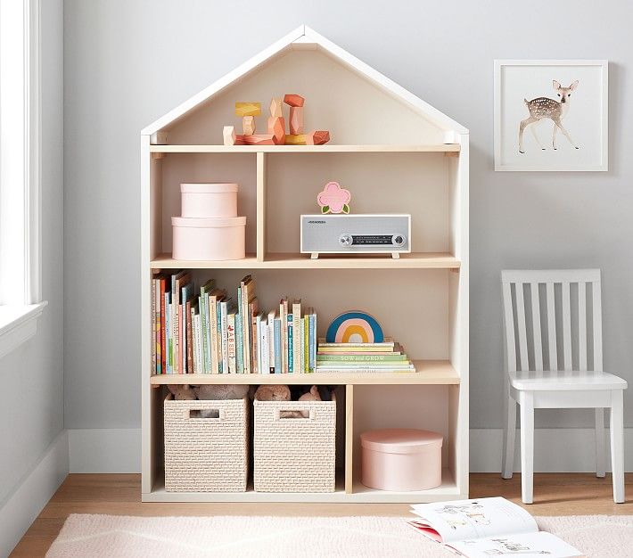 Modern House Bookcase, Simply White/Natural, In-Home | Pottery Barn Kids