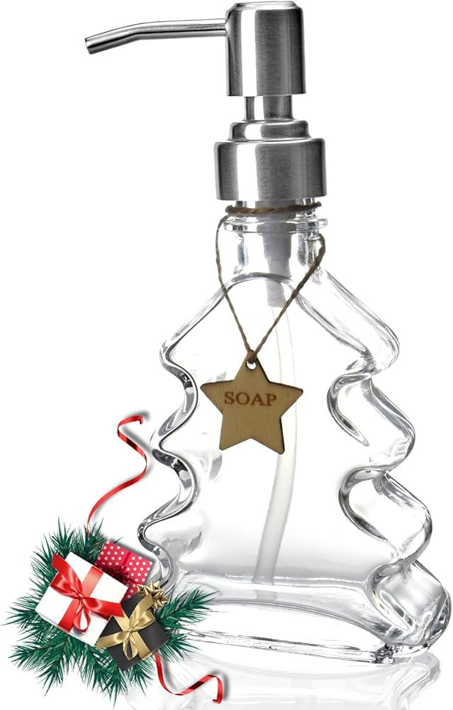 Amazon.com: Christmas Tree Soap Dispenser, Glass Soap Dispenser with Sliver 304 Rust Proof Pump, ... | Amazon (US)