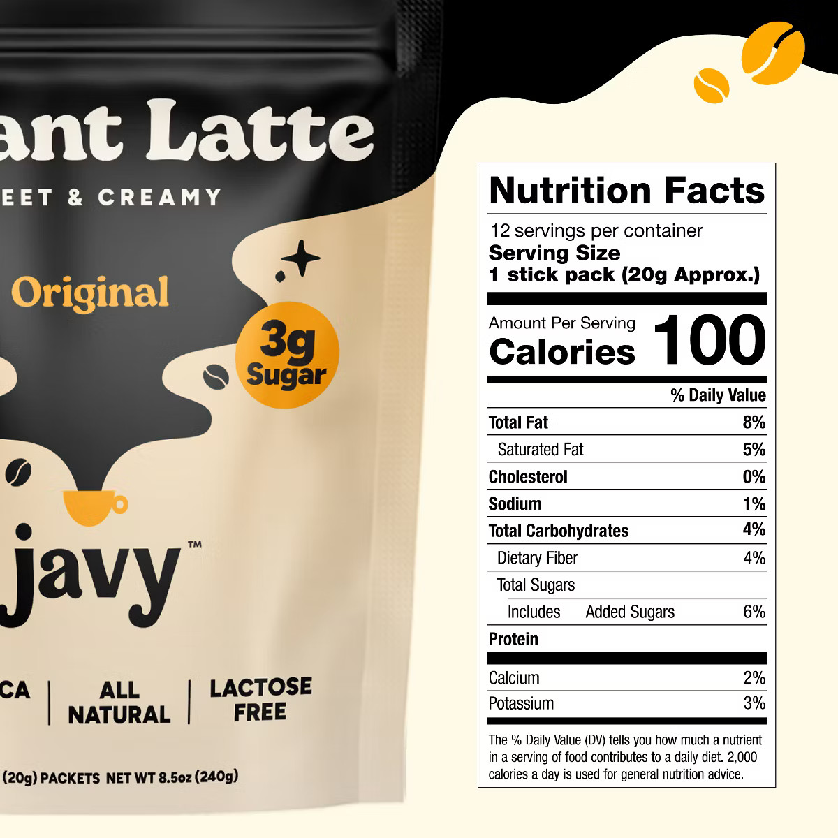 Javy Instant Latte - Instant Coffee Packets - Zero Artificial Flavors &amp; Sweeteners - Enjoy Hot or... | Target