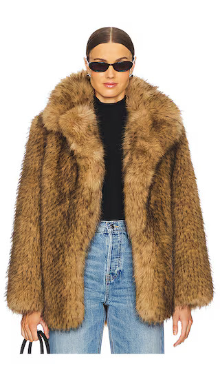 Gamine Faux Fur Jacket in Beige | Revolve Clothing (Global)