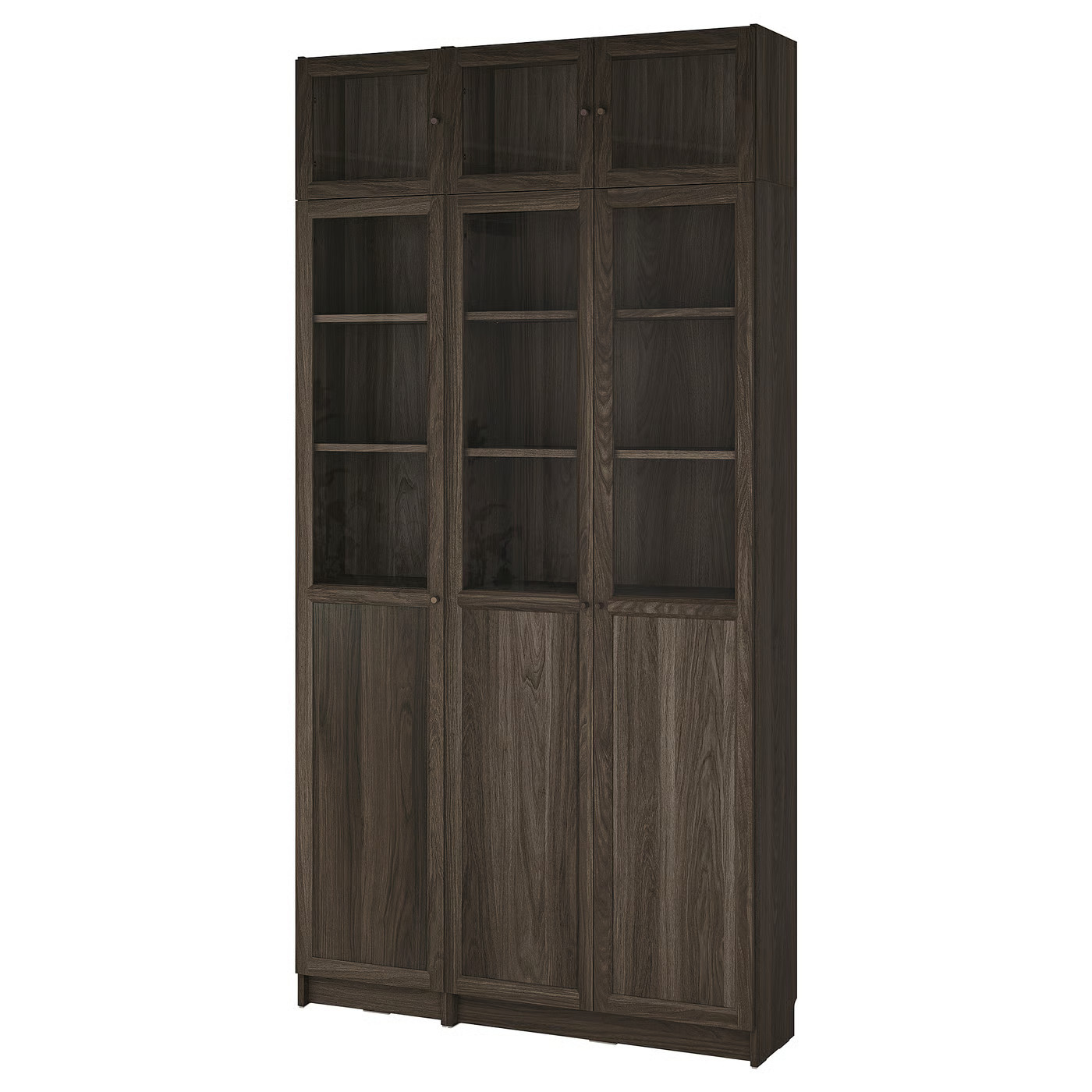 IKEA BILLY / OXBERG bookcase with height extension unit/panel/glass doors, dark brown oak effect/clear glass, 47 1/4x11 3/4x93 1/4 | IKEA US