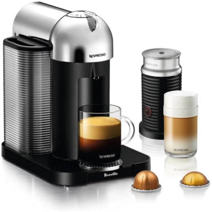 Nespresso Vertuo Coffee and Espresso Maker by Breville, Chrome with Aeroccino Milk Frother | Amazon (US)