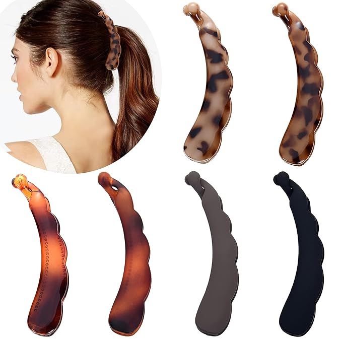 6 Pieces Banana Hair Clips for Women,Cute Banana Clip for Thin Fine Thick hair,Non Slip Banana Cl... | Amazon (US)