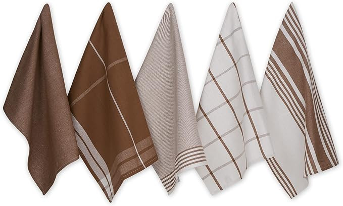 DII Assorted Woven Dishtowel Collection Classic Oversized, 20x28, Cinnamon, 5 Piece | Amazon (US)