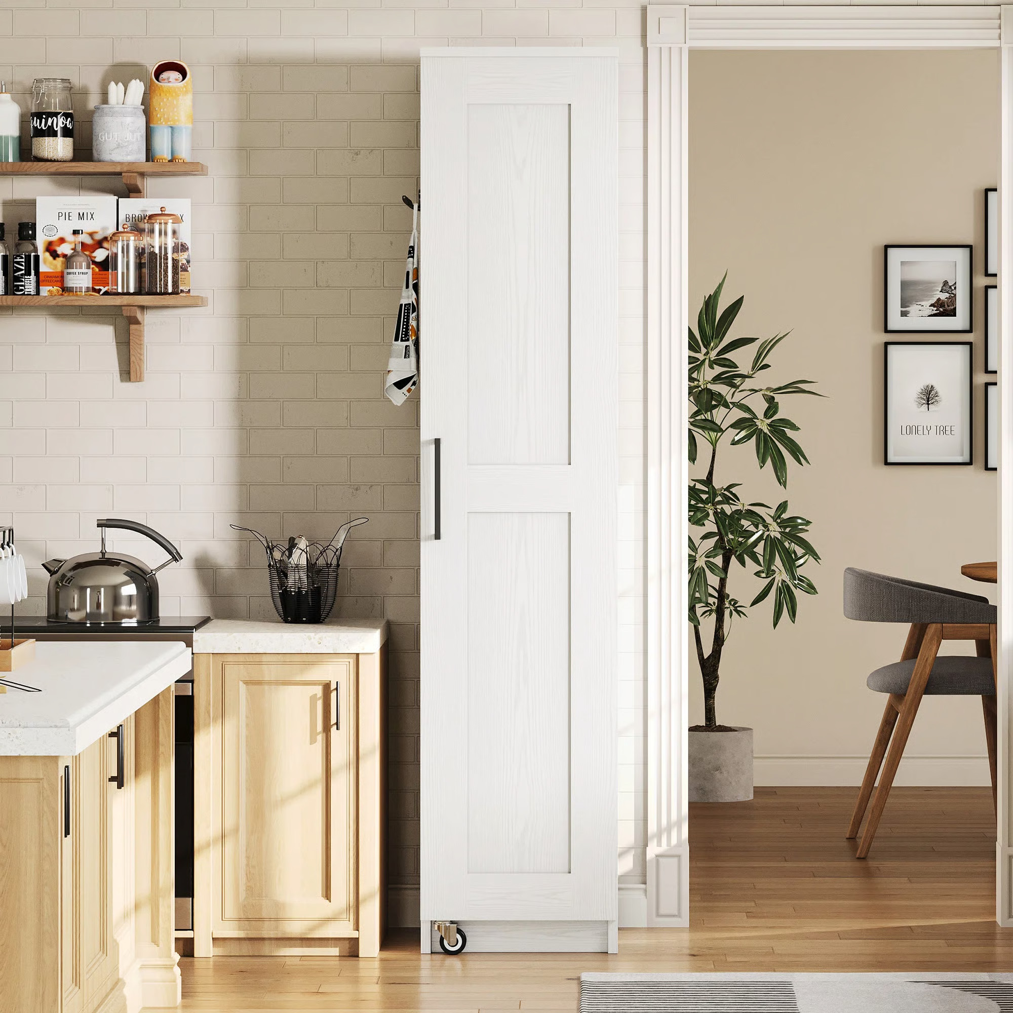 Ebern Designs 72" Slim Freestanding Kitchen Pantry Cabinet, Narrow Storage With 6 Adjustable Shel... | Wayfair North America