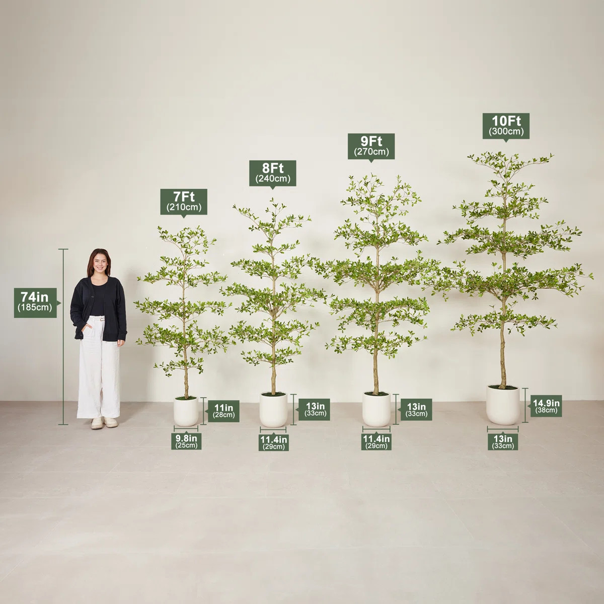 7ft Artificial Black Olive Tree With Large White Planter, Tall Faux Black Olive Tree Indoor, Deco... | Wayfair North America