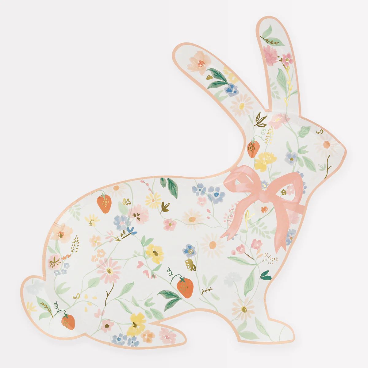 Elegant Floral Bunny Shaped Plates (x 8) | Meri Meri