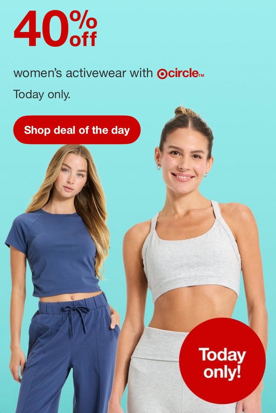 Another FANTASTIC Target deal - 40% Off Activewear today!! Target has been crushing the athleisure game lately with their amazing line up of athletic and comfy apparel - excellent time to browse and take advantage of great pricing!! 🏃‍♀️ 

#LTKSaleAlert #LTKselfcare #LTKActive