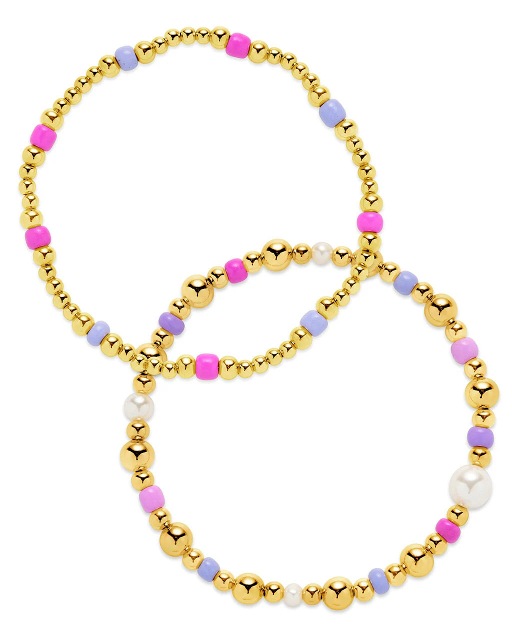 Priscilla Pearl & Colorful Beaded Stretch Bracelet Set of 2 | Sterling Forever