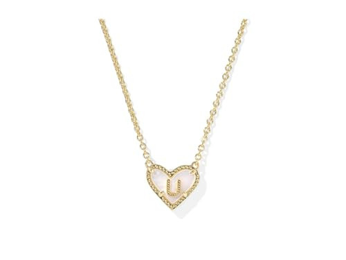 Kendra Scott Womens Heart Letter U Short Pendant Necklace Gold Ivory Mother Of Pearl One Size One Size | Amazon (US)