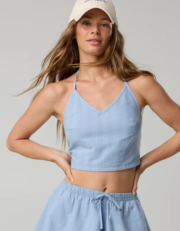 OFFLINE By Aerie Oxford Tie Back Tank Top | Aerie