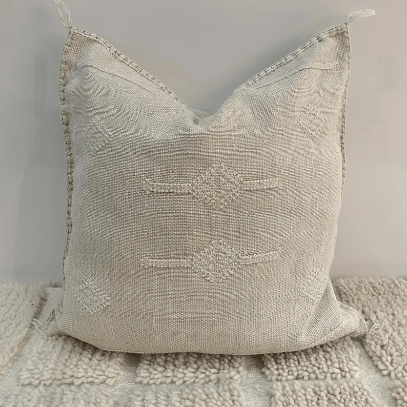 Handmade Pebble Cactus Silk Cushion, Square Pebble Throw Pillow, Moroccan Pebble Cactus Silk Sabr... | Etsy (Global)