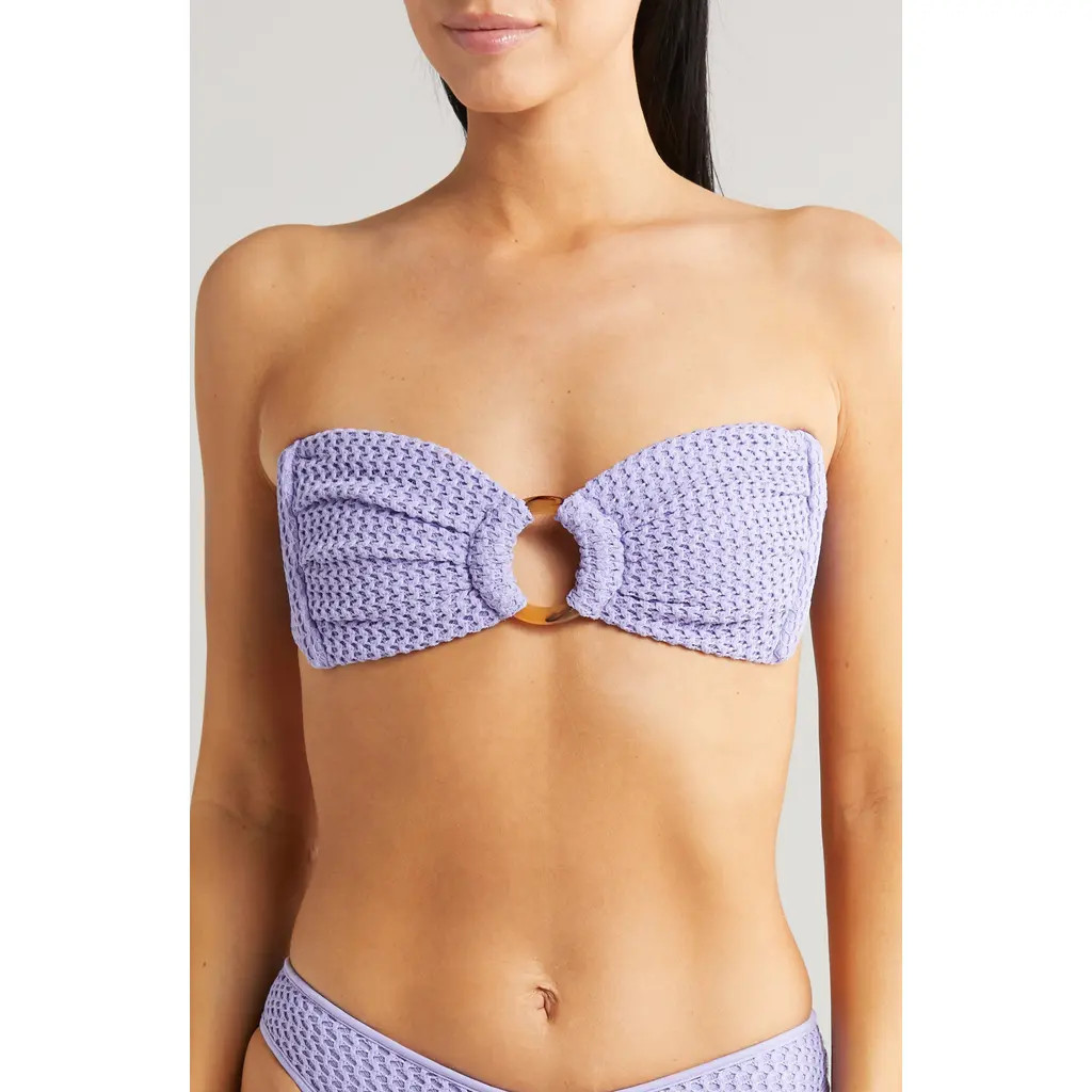 MONTCE Tori Bandeau Bikini Top in Lavendar Crochet at Nordstrom, Size Large | Nordstrom