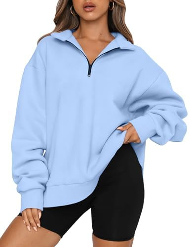 Trendy Queen Womens Oversized Sweatshirts Fall Sweaters Fashion Hoodies Half Zip Pullover Long Sl... | Amazon (US)