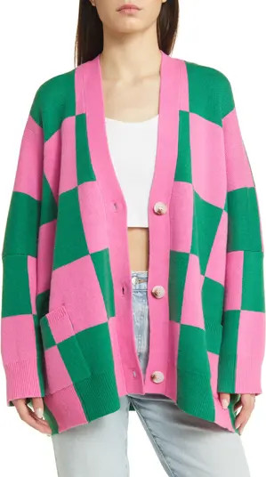 Love You Oversize Checkerboard Cardigan | Nordstrom