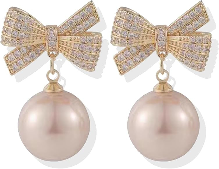 Christmas Bow Earrings for Women Xmas Red Ball Bow Earrings Sparkling Rhinestones Bow Dangle Earr... | Amazon (US)