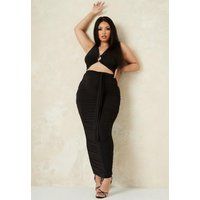 Plus Size Black Slinky Ruched Midaxi Skirt | Missguided (US & CA)