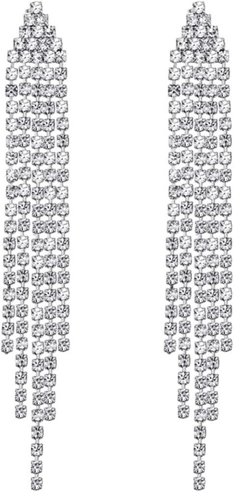 SELOVO Chandelier Tassel Dangle Linear Drop Earrings Party Jewelry Clear Austrian Crystal | Amazon (US)