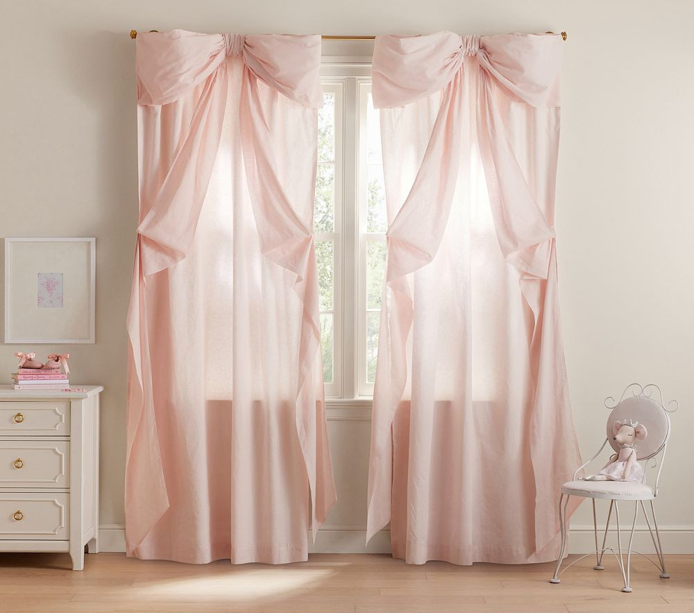 LoveShackFancy Oversized Bow Light-Filtering Curtain | Pottery Barn Kids