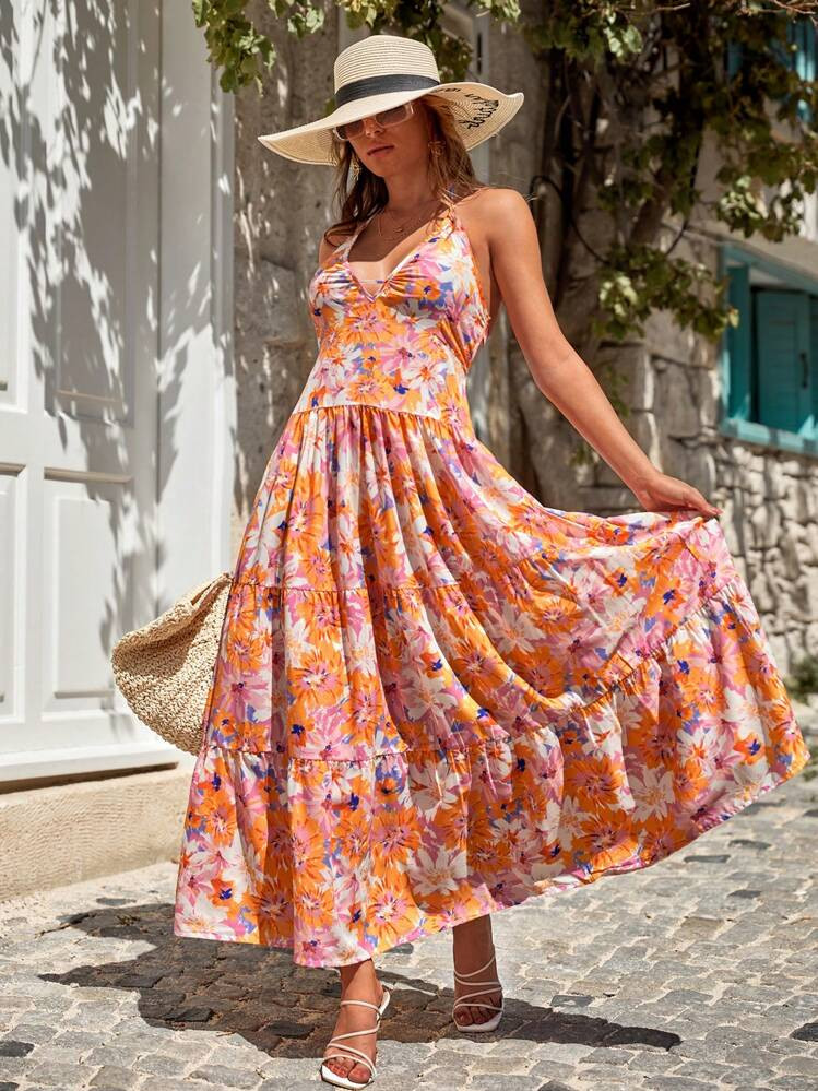 Floral Print Ruffle Hem Cami Dress | SHEIN