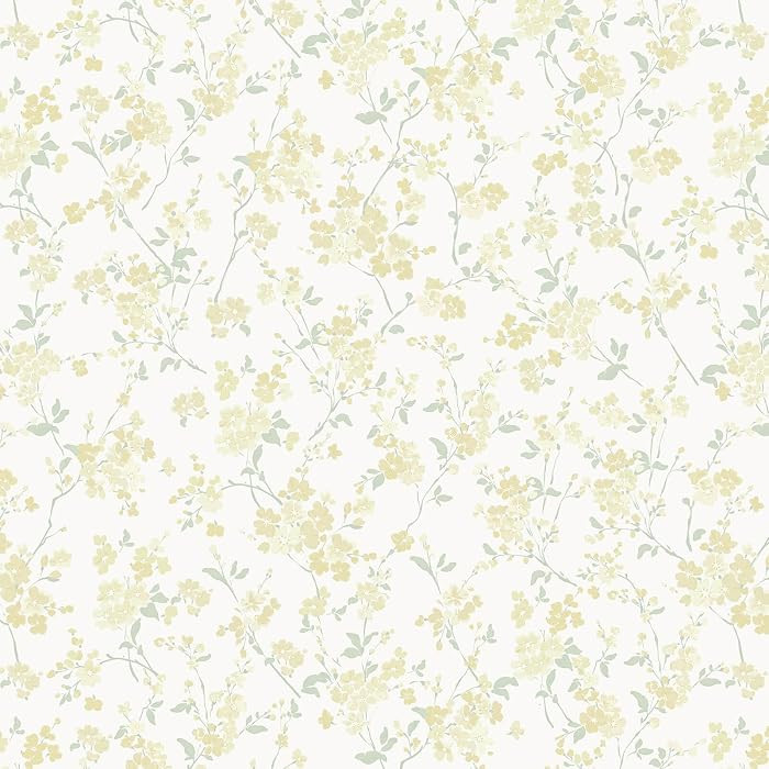 Peel and Stick Wallpaper for Nursery Yellow Cherry Blossom Waterproof | Amazon (US)