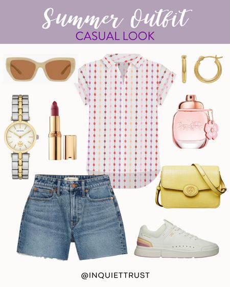 Here’s a casual summer outfit inspo that you can copy: a breezy button-down shirt, denim shorts, white sneakers, a yellow crossbody bag, and more!
#summerfashion #everydaylook #traveloutfit #beautypicks

#LTKBeauty #LTKSeasonal #LTKTravel