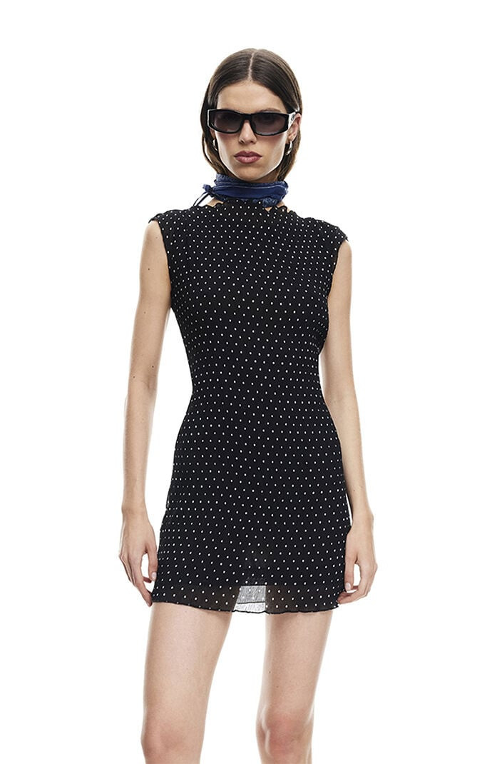 LIONESS Women's Mariner Polka Dot Mini Dress in Black - Size Small | PacSun