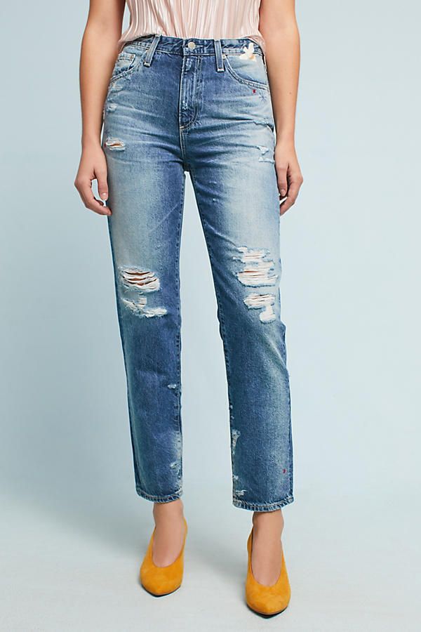 AG The Phoebe Ultra High-Rise Straight Cropped Jeans | Anthropologie (US)
