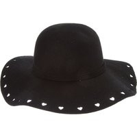 Black Floppy Hat with Cut Out Hearts | Claire's (UK)