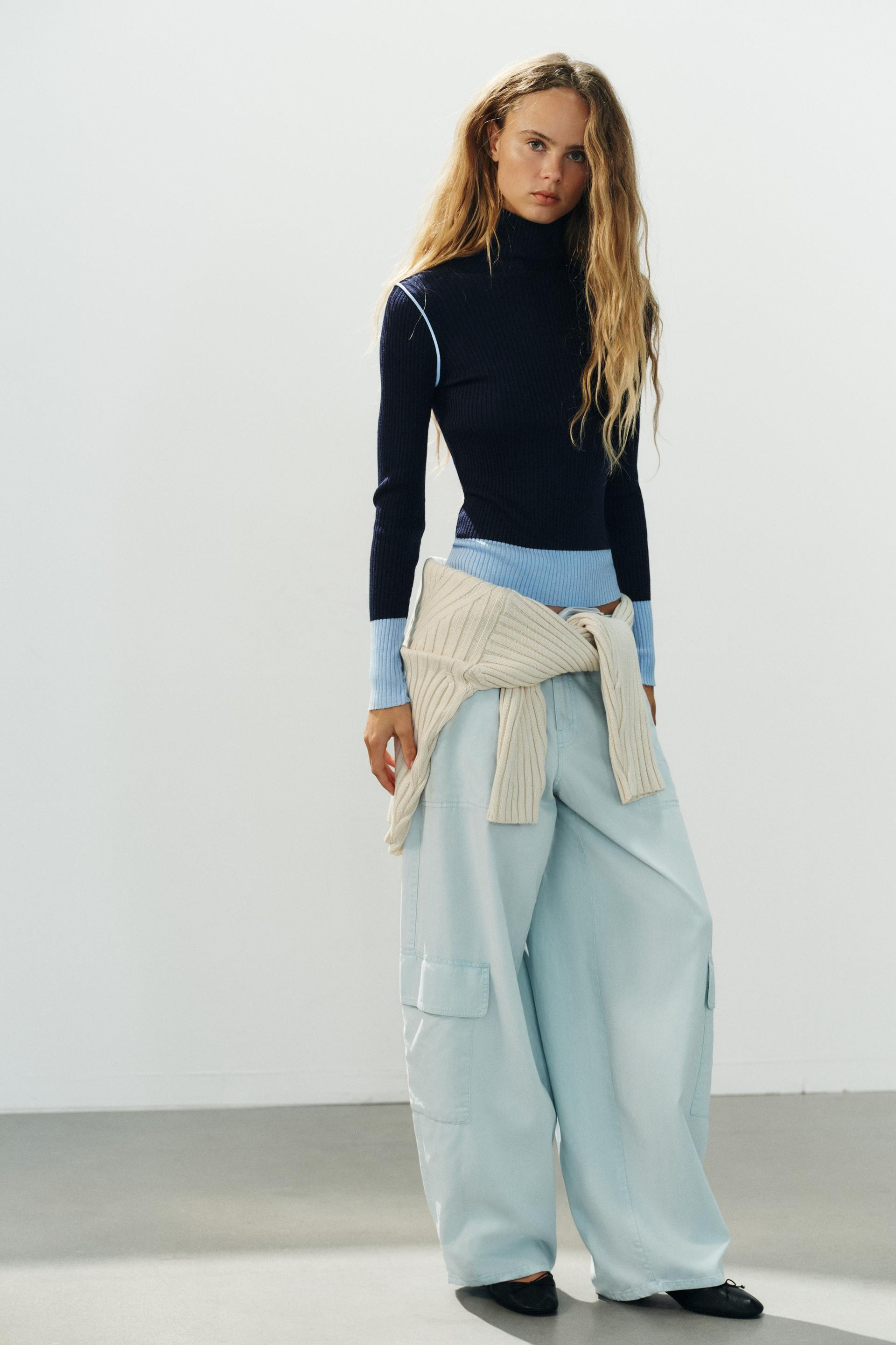 Zara - Ribbed Knit Jumper - Navy Blue - Xl - Woman | Zara UK