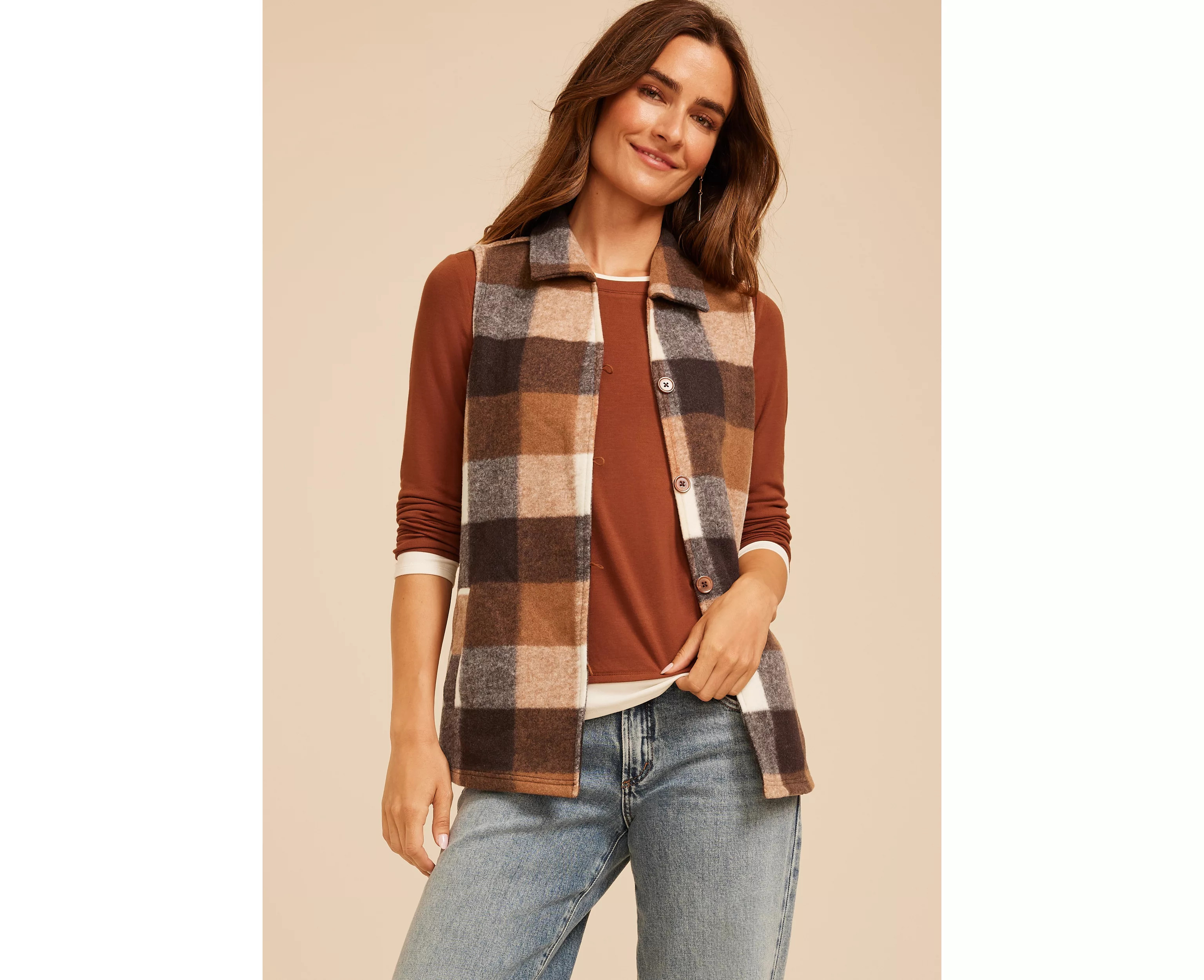 Buffalo Plaid Button Front Vest | maurices | Maurices