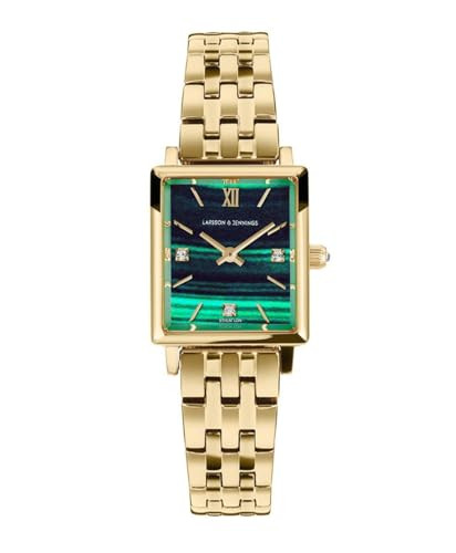 Larsson & Jennings Boyfriend Mini Elevate Gold Green, Wrist Watch, Classic, Contemporary Watches for Men and Women, Water Resistant Roman Numeral Watch with Link Bracelet Band, 31 MM, LI-Batt Inc. | Amazon (US)