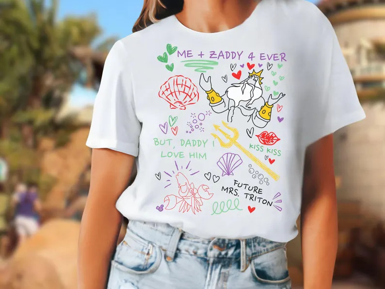King Triton Doodle Sketch Shirt: Little Mermaid Girls Trip Tee - Etsy | Etsy (Global)