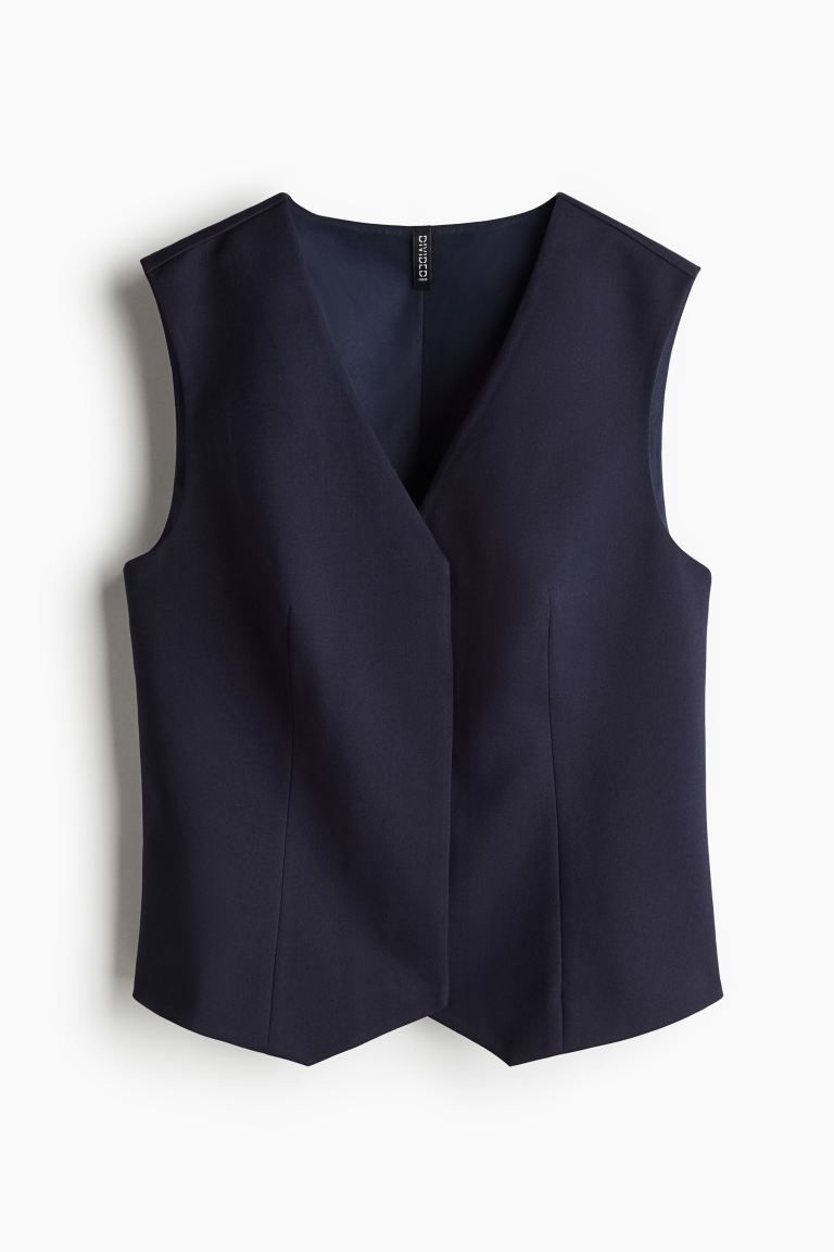 Twill Suit Vest - V-neck - Sleeveless - Navy blue - Ladies | H&M US | H&M (US + CA)
