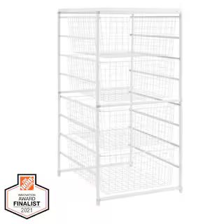 Everbilt 34.75 in. H x 21.50 in. W White Steel 4-Drawer Close Mesh Wire Basket-90326 - The Home D... | The Home Depot