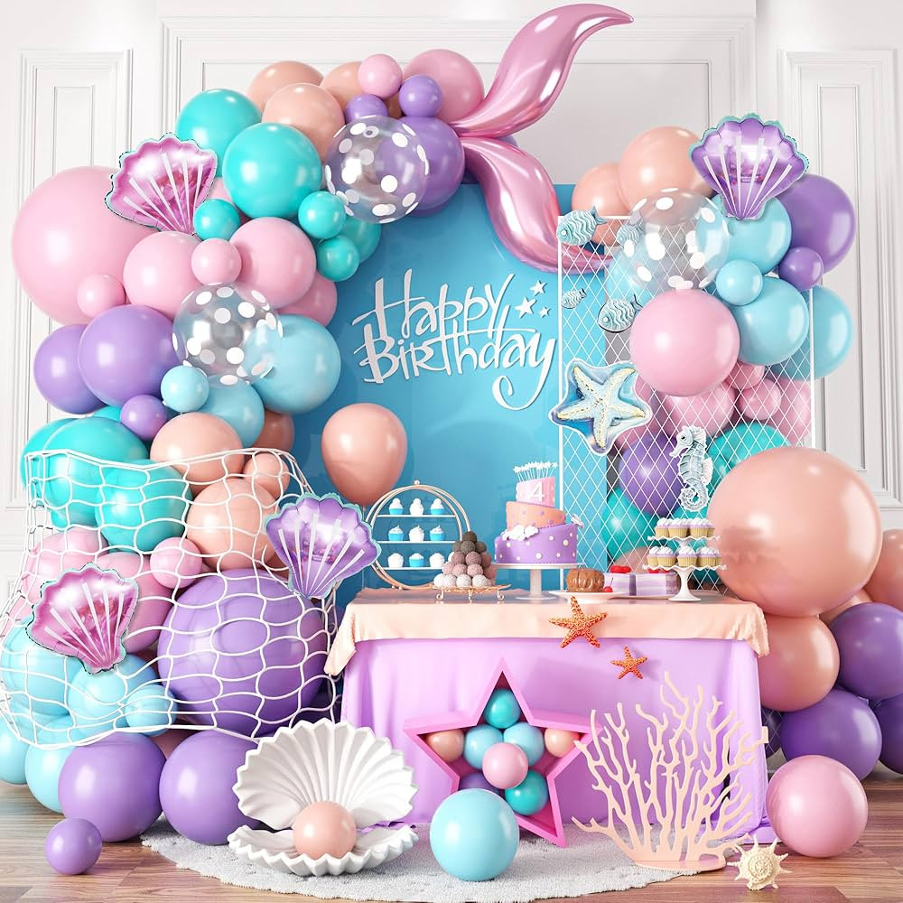GREMAG Mermaid Balloon Arch, 127 Pcs Mermaid Balloon Garland Kit, Pastel Pink Purple Orange Teal ... | Amazon (US)